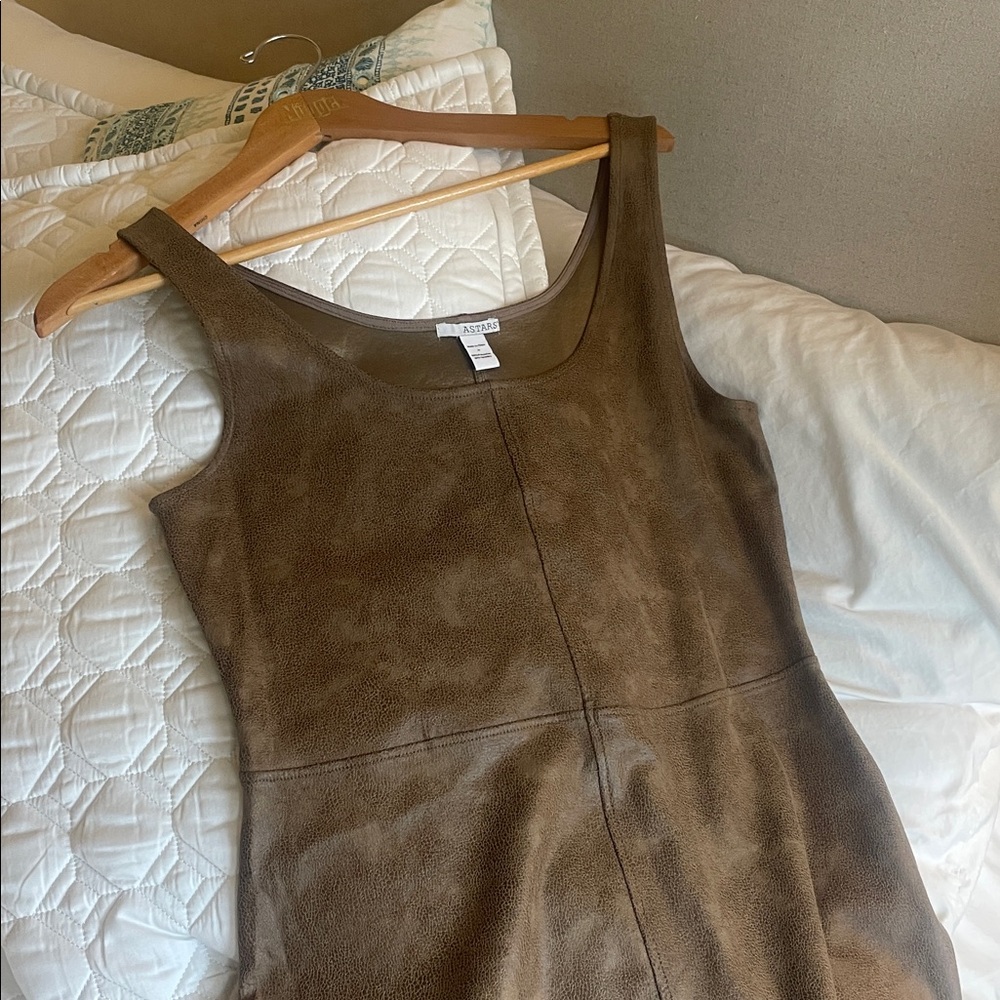 Astars Fawn Brown Faux leather Dress